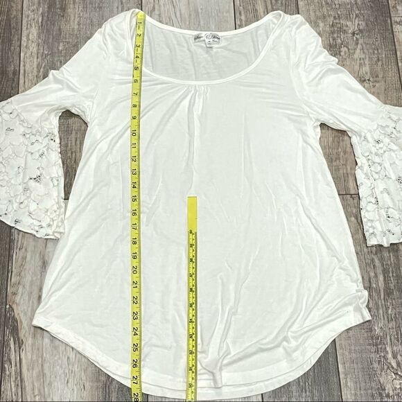 Stem & Vine Blouse White Style T9886M 3/4 Sleeve Lace Detail Size Medium - Picture 13 of 13